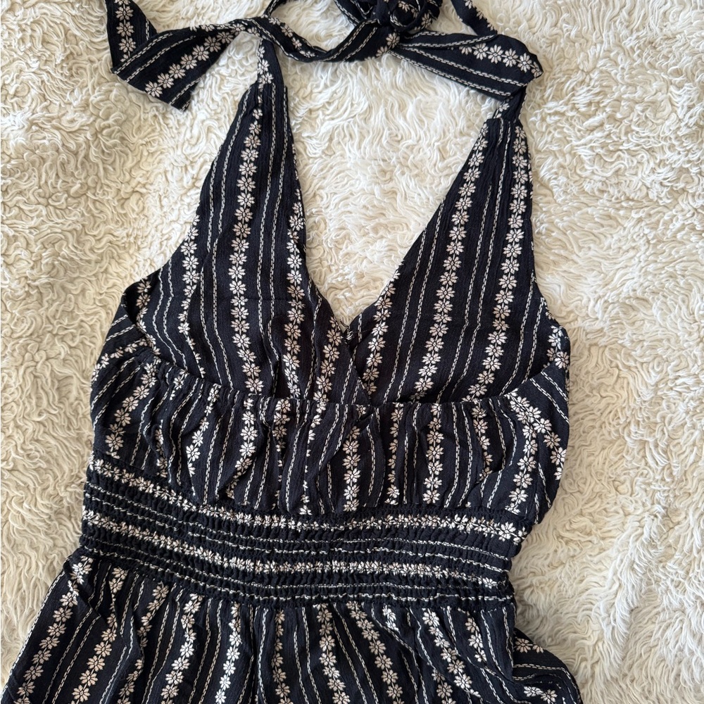 American Eagle Floral striped halter cropped jumpsuit small - Picture 10 of 13